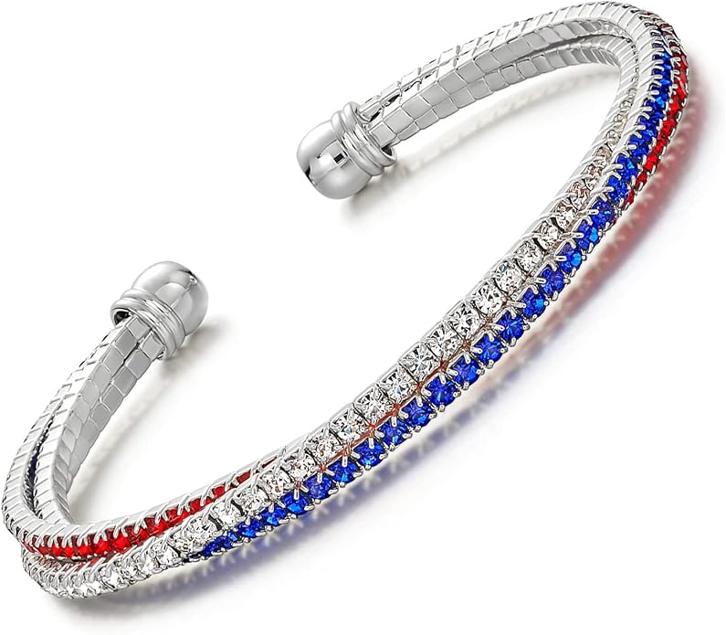 USA Rhinestone Flag Bracelet