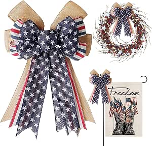 Patriotic Burlap Wreath Bow