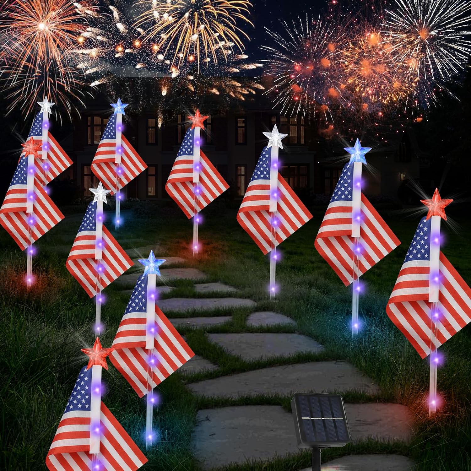 Patriotic Solar Star Lights