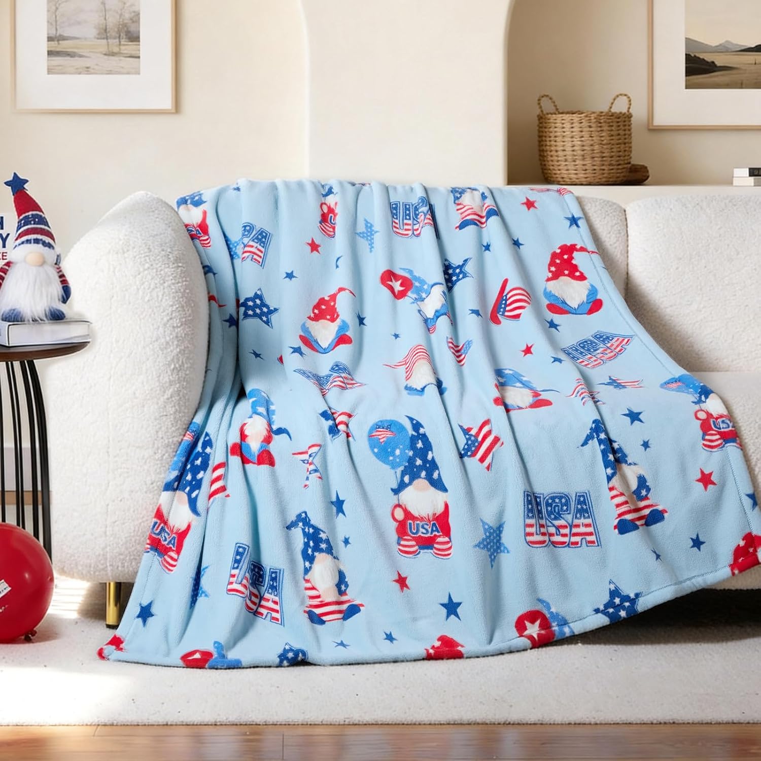 Patriotic Gnome Throw Blanket