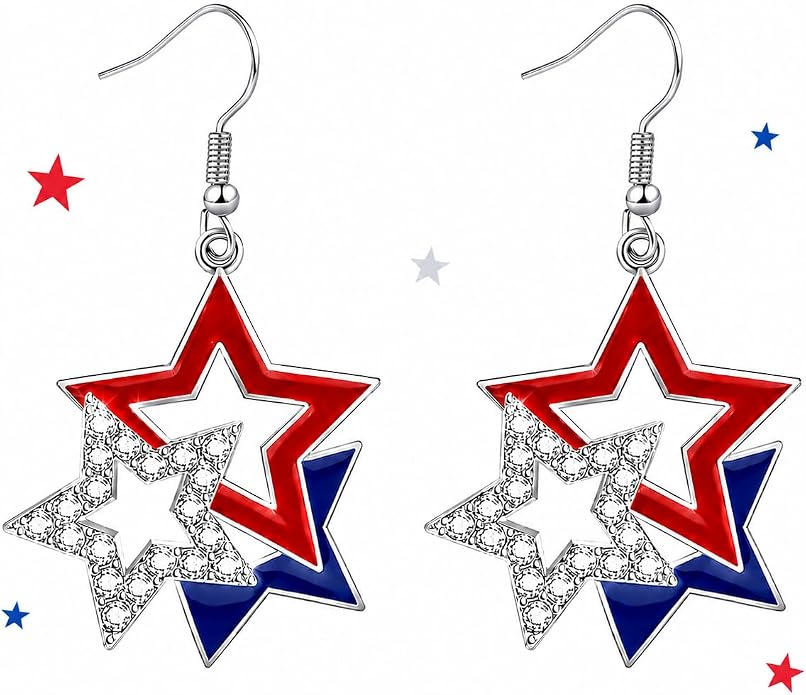Patriotic Star Flag Earrings